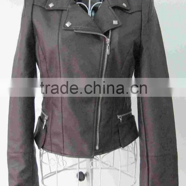 Italian Soft Genuine Lambskin Leather Slim Fit Asymmetrical Women Tail. photo-5