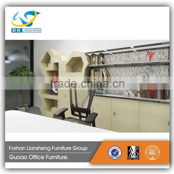Natural Style New Design Office High MDF Wall Book Storage Shelf GFC001 photo-2