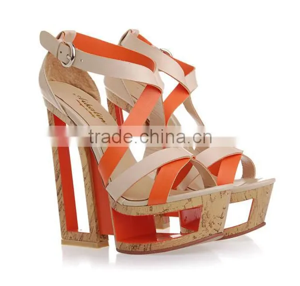 2016 Summer Colorful Purple Womens Block Heel Sandals Big Size Lady Shoes Factory Price photo-3