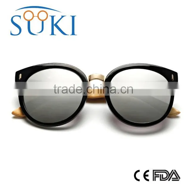 Handcraft Sustainable Eco-friendly Custom Wood Sunglasses Polarized Mirror Lens PC Frame Sunglasses With Bamboo Temple photo-6