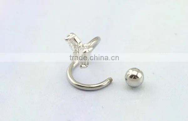 316l Stainless Steel Lip Rings Lip Jewelry With Butterfly Zircon S Bar"S"bar Unique Designs for Mouth Eyebrow Rings Helix photo-2