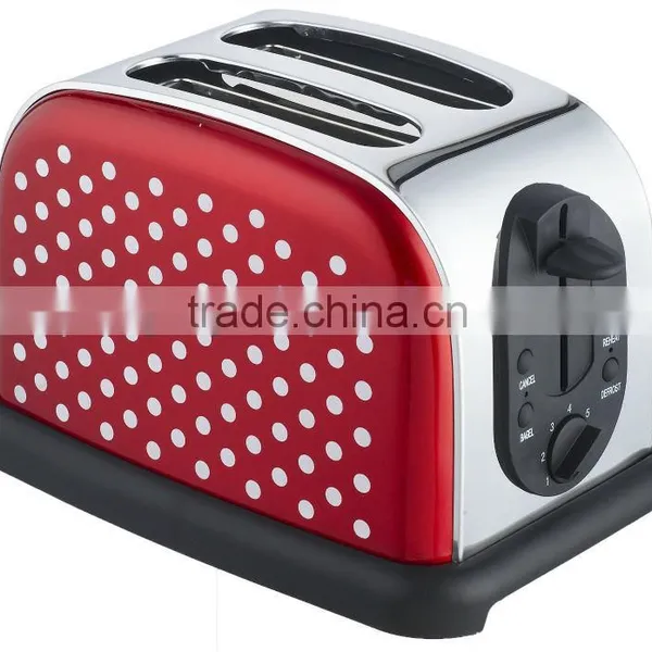 FT-103A 2 Slice Stainless Steel Toaster With White Dots