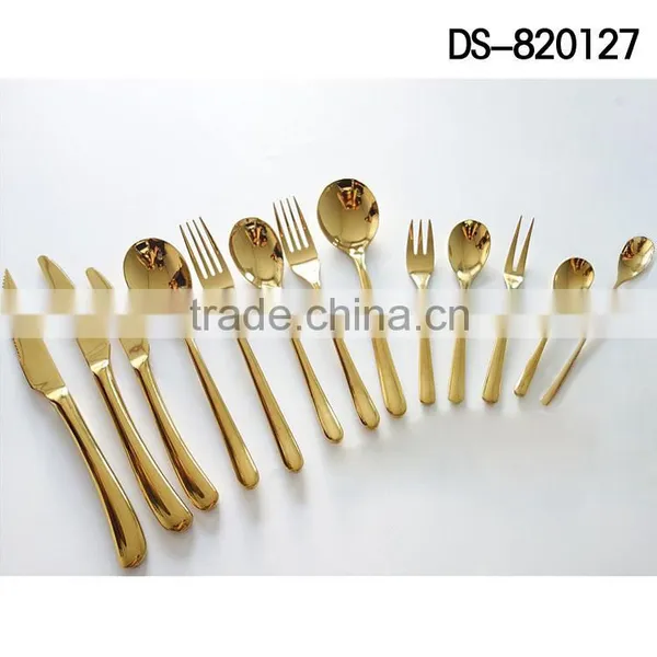 New Design Gold Plated 410 Material With Cloth Wheel Light Cutlery Set photo-6