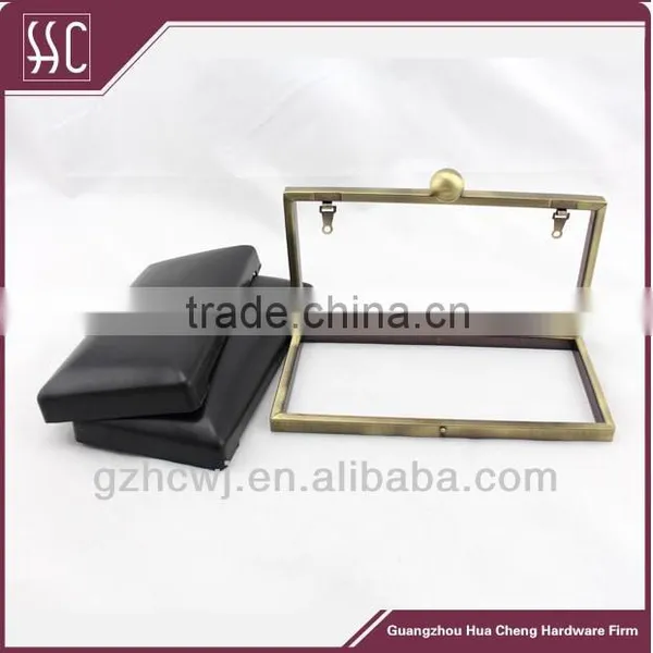 16.5x8cm Clutch Metal Frames With Black Plastic Shells Box Purse Frame photo-3