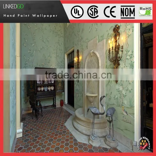 Luxury Hotel Silk Decoration Wallpaper Install Hotel Interior Hall photo-2