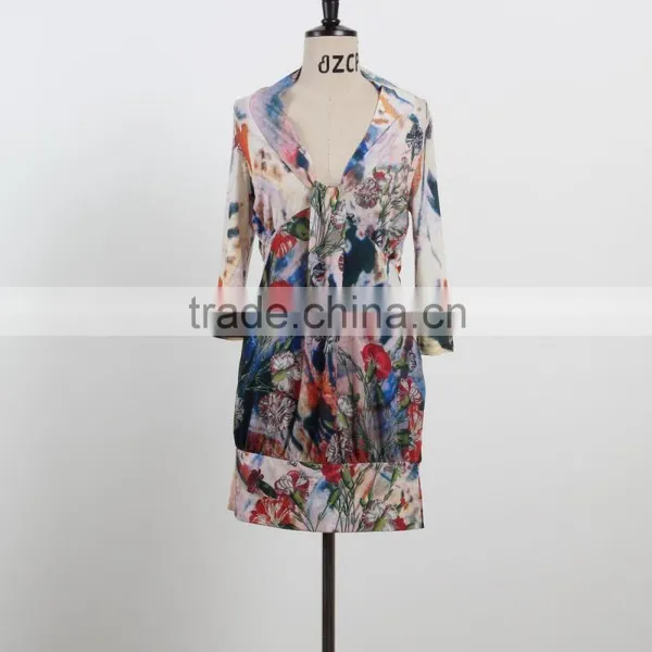 2016 Summer Dress for Mature Woman Sexy v Neck Dress Batwing Sleeve Custom Design photo-5