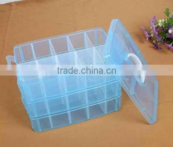 25*18.7*17cm Three Layers 30 Compartments Jewelry Adjustable Plastic Storage Box Jewelry Earring Bin Case Container photo-6