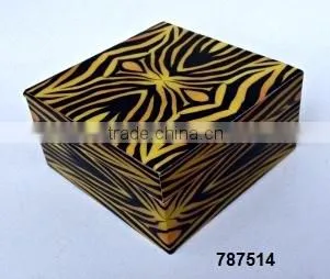 Wooden Jewelry Box Painted Zebra Prints