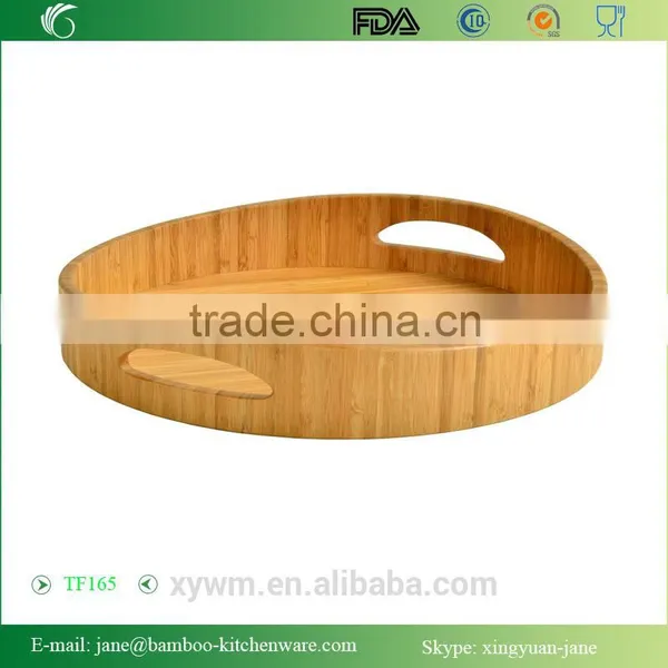 Picnic Curve Bamboo Cocktail Serving Tray With Handle photo-2