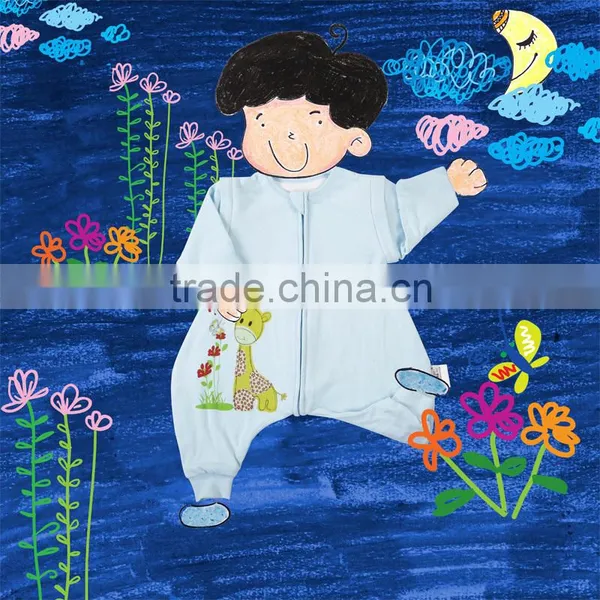 100% Cotton Anti Kicking Infant Child Foot Sleeping Bag Long Sleeve Without Filling Blue Style photo-2