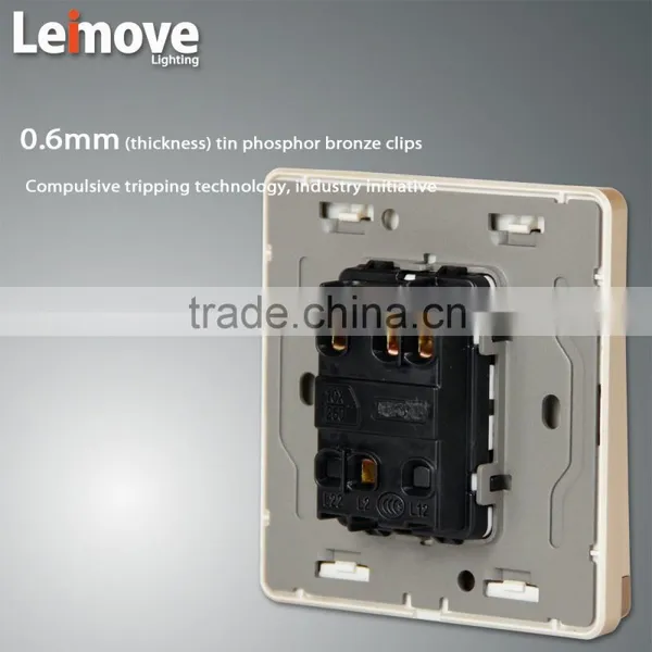 2015 New Design 220v Italian Gold Simple Electric Wall Light Switch and Socket photo-3