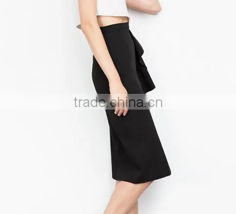 Guangzhou Supplier Famouse Brand Flouce Designer Black Straight Skirts 2015 Mature Women in Skirts photo-3