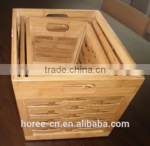 Hand Made 100% Bamboo Storage Basket for Home Use photo-2