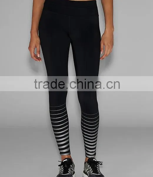 Women Compression Reflective Print Tight Hidden Key Pocket Adult Training Pants photo-3