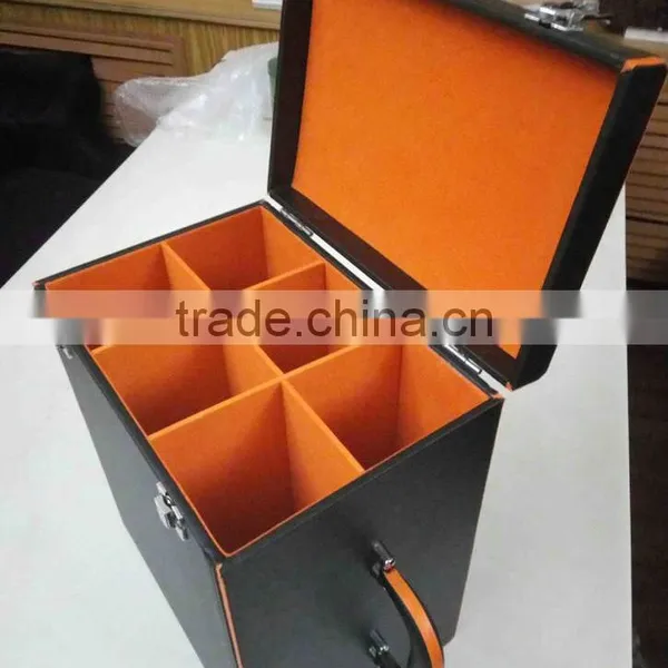 Factory Wholesale Custom High-grade Black PU Leather Box 6 Bottles of Red Wine Champagne photo-2