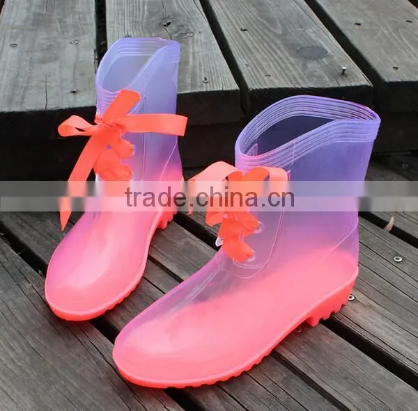 Korean Style Vogue Adult Galoshes Women Fashion Rainboots,PVC Rainshoes photo-4