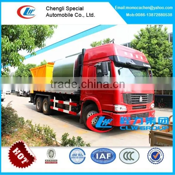 8cbm Bitument Asphalt Tank and 12cbm Gravel Bucket Synchronous Chip Sealer,asphalt Mixer Truck photo-3