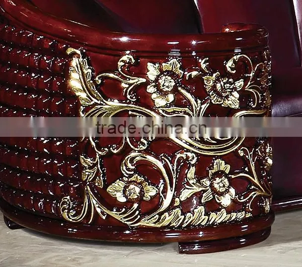Luxurious American Style Genuine Leather Corner Sofa Set, Elegant Palace Living Room Furniture(MOQ=1 SET) photo-5