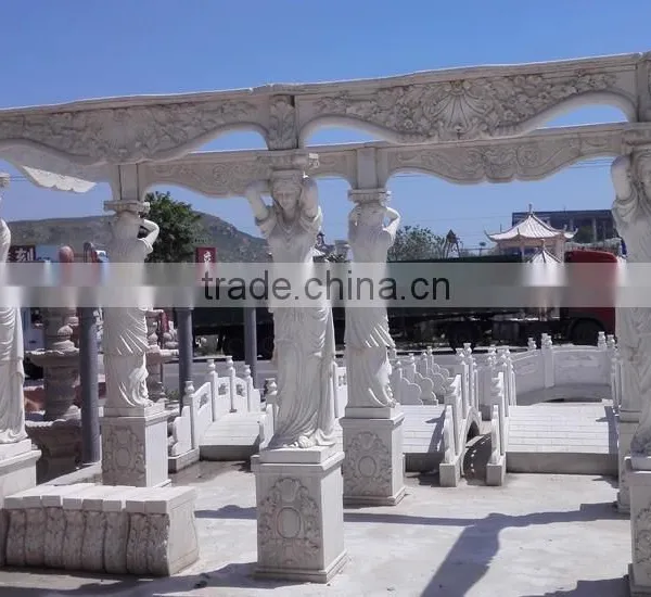 Hand Carved White Marble Statue Design Long Gazebo photo-2