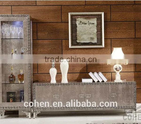 Long Cheap MDF Unique Design Golden Stainless Steel Legs tv Stand for Wall Unit photo-3