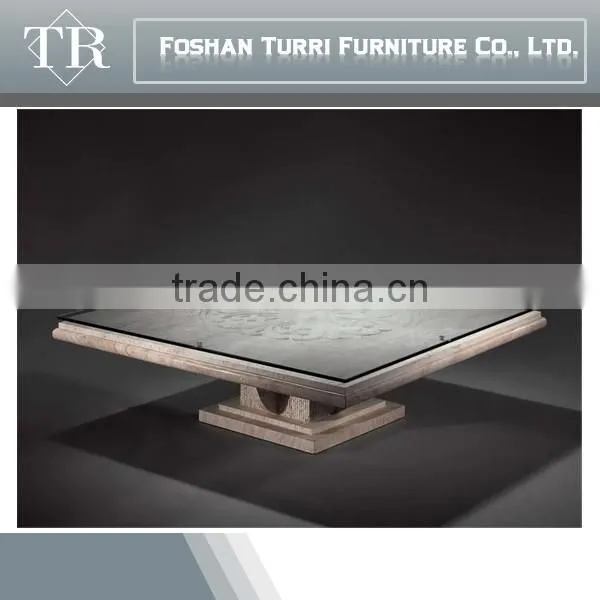 Luxury Glass Top Hand Carved Natural Marble Coffee Table Base photo-5