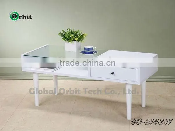 2016 High Quality Tempered Glass Modern Wooden Coffee Table photo-6
