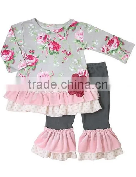 Chirstmas Outfit Red Stripe Top and Ruffle Pants Christmas Clothing Set Christmas Outfit photo-4