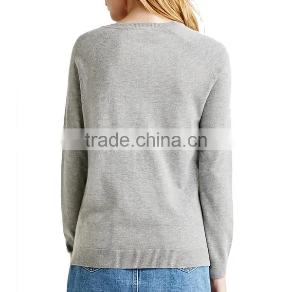 Preepy Look Soft Wool-blend Rib-knit Cuffs Raglan Sleeve Sweater Knitted photo-3