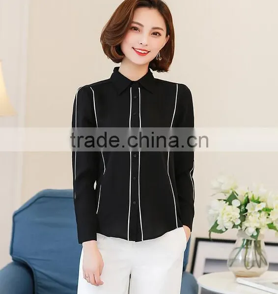 Custom Beautiful Cheap Designs for Women Formal Fashionable Chiffon Long Sleeve Shirts photo-5