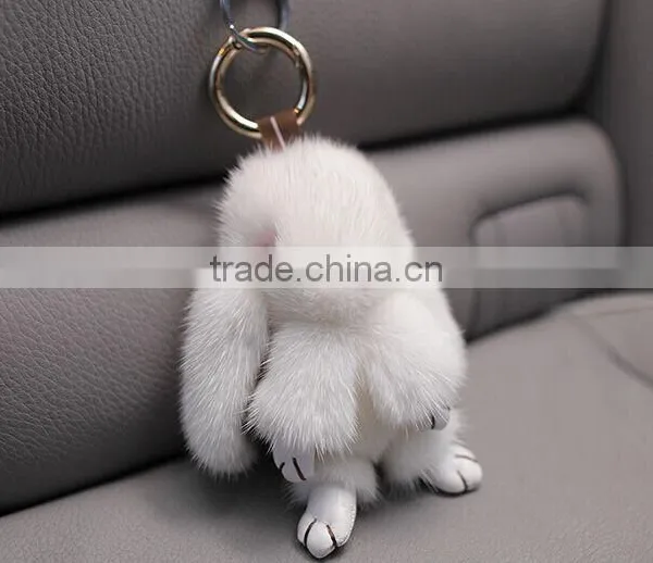 High Quality Mink Fur Rabbit Shape Keychain/mink Fur Keychain photo-2