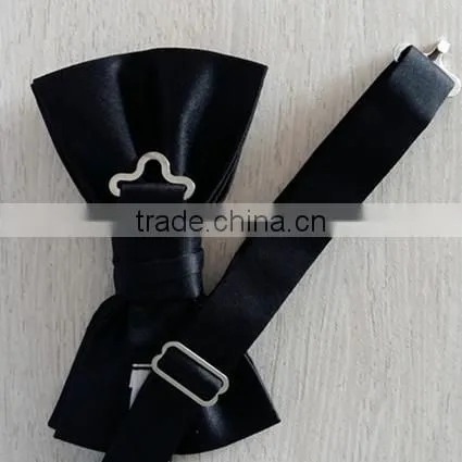 Wholesale Black Plain Silk Satin Cheap Bow Tie photo-3