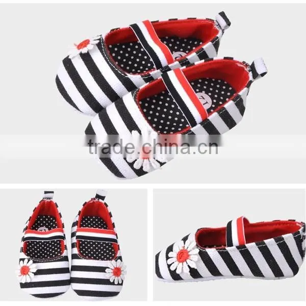 Soft Sole Stripe Pretty Sun Flower Anti Slip Baby Girl Shoes photo-2