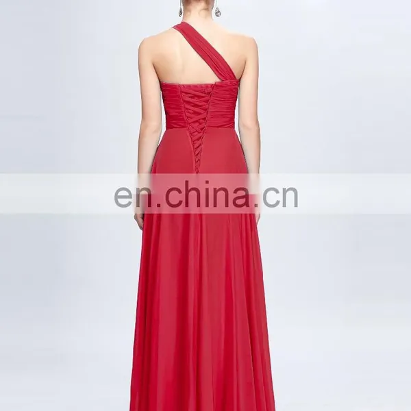 Grace Karin Hot Sale Chiffon Long Chiffon Beaded One Shoulder Evening Dress CL3120-4 photo-4
