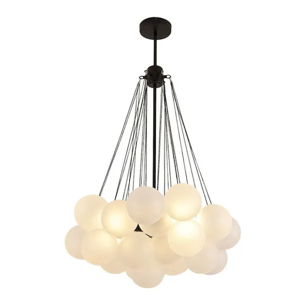 Grape Cluster Pendant - 19 Milky White Glass Balls Black E27*3 photo-5