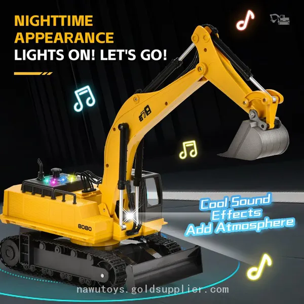 15 Channel 2.4G Remote Control Excavator Music Lighting RC Truck Toys photo-3