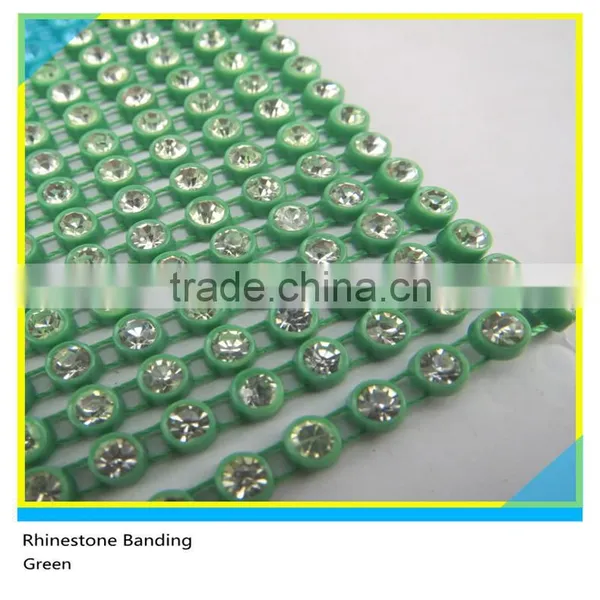 Plastic Diamante Banding Sew on Ss6 2mm Crystal Pink Banding 1x200 Pcs 10 Yards photo-2