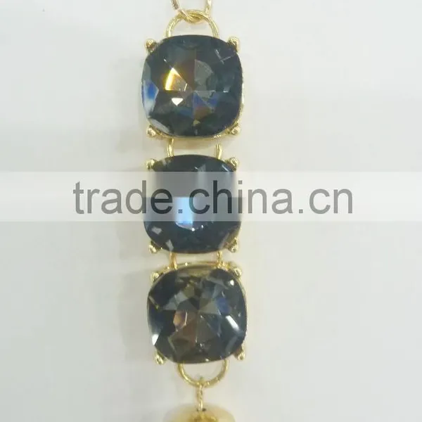 FASHION BIG GLASS STONE CHAIN TASSEL NECKLACE photo-6