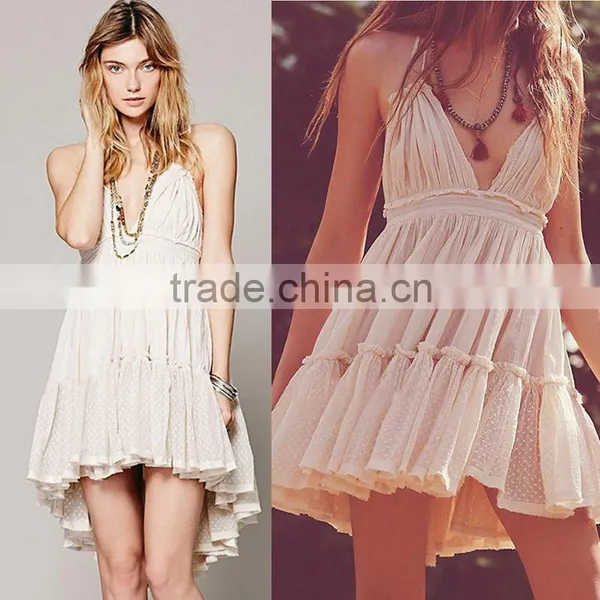 2016 Fashion Summer Beach Dress Backless Halter Dress