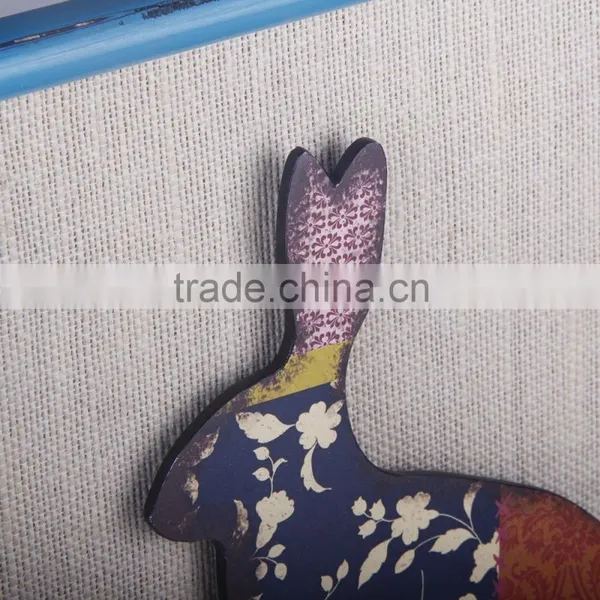 Hanging Wall Art With the 3D Color Rabbit With the Fabric Background photo-3