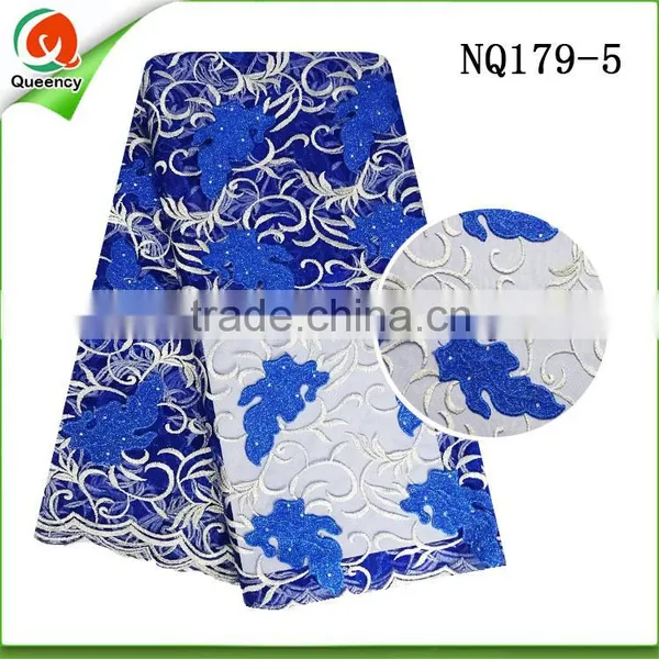 Wholesale Nigerian Fabric Tulle Lace African Fabricwith Flower Embroidered Designs NQ179-4 photo-5