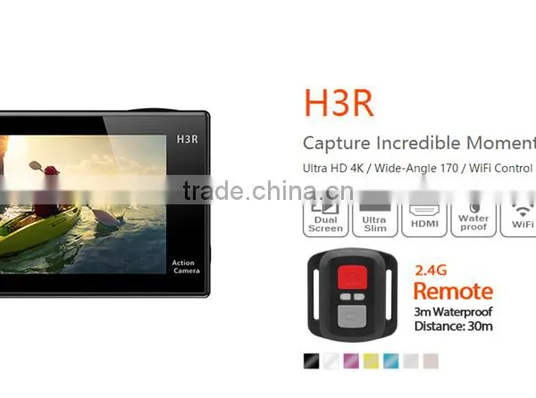 2016 New Cam Dual Screen 4k Video Wifi Remote Control Eken H3R 4k Action Camera