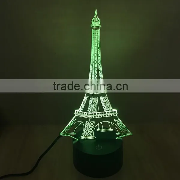 3D Colorful Led Romantic Creative Desk Bedroom Eiffel Tower Shape Night Light Lamp Desk Decoration Birthday Gifts photo-4