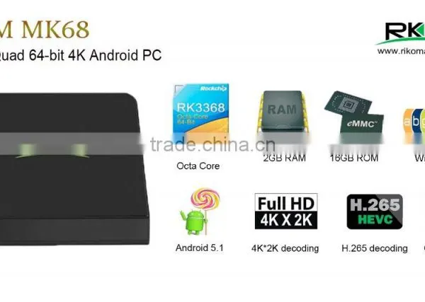 Rikomagic MK68 Octa Core 64bit Android 5.1 MINI PC A53 2G RAM, 16 ROM Kodi photo-6
