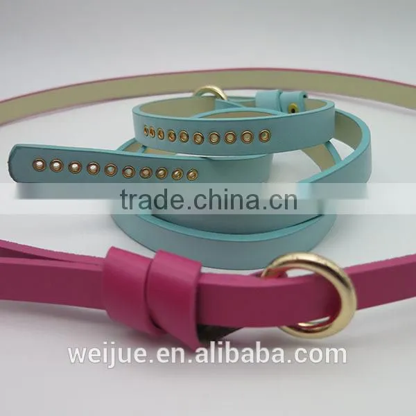 Lady's Fashion Skinny Belt With Eyelet photo-2