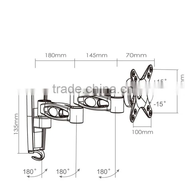 360 Degrees Swivel Motorized Full Motion LCD LED TV Wall Mount Bracket photo-2