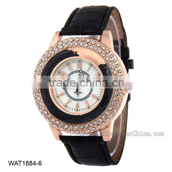 Luxury Women Fashion Leather Band Quicksand Crystal Quartz Watch photo-6