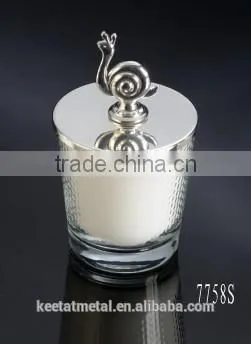 Round Glass Scented Candle With Stainless Steel in Polishing and Gold Color