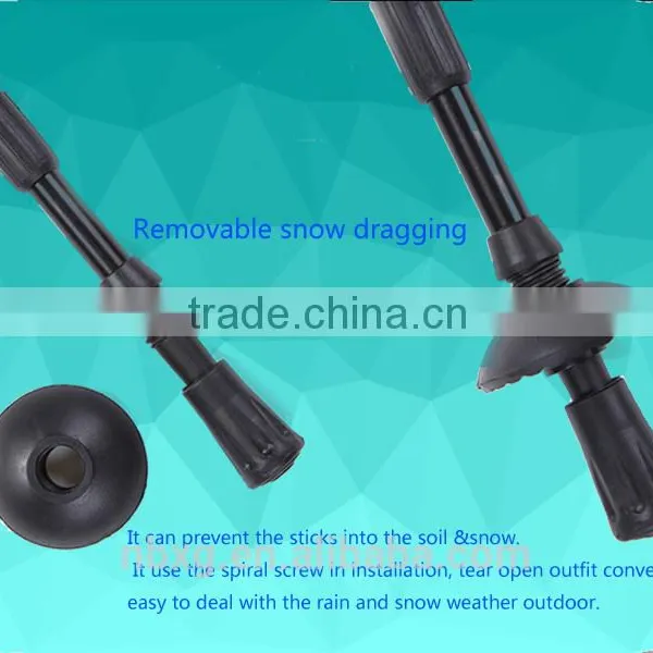 Aluminum 3/4 Sections Internal Lock Flared Handle Adjustable Hiking Pole Trekking Poles photo-5