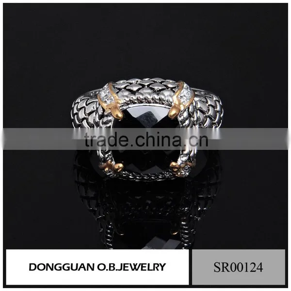 Fashion Jewelry New Styles Elegance Black Gemstone Ring in Silver photo-2
