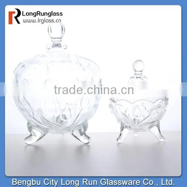 LongRun Personalized Rose Bud Design Tripod Glass Candy Dish photo-5
